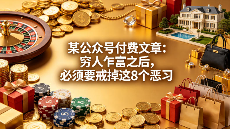 某公众号付费文章：穷人乍富之后，必须要戒掉这8个恶习-默默网创