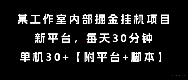 某工作室内部掘金挂G项目,新平台,每天30分钟,单机30+【揭秘】-默默网创