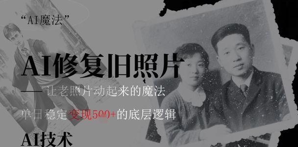 AI 魔法：让泛黄旧照变成朋友圈爆款视频，私域转化率提升50%，单日变现5张-默默网创