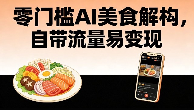 零门槛AI美食解构，自带流量易变现-默默网创
