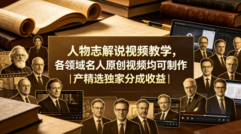 人物志解说视频教学，各领域名人原创视频均可制作丨精选独家分成收益-默默网创