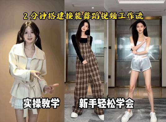 通过Coze工作流，制作《跳舞卡点换装视频》，两分钟制作完成，从0到1演示搭建过程-默默网创