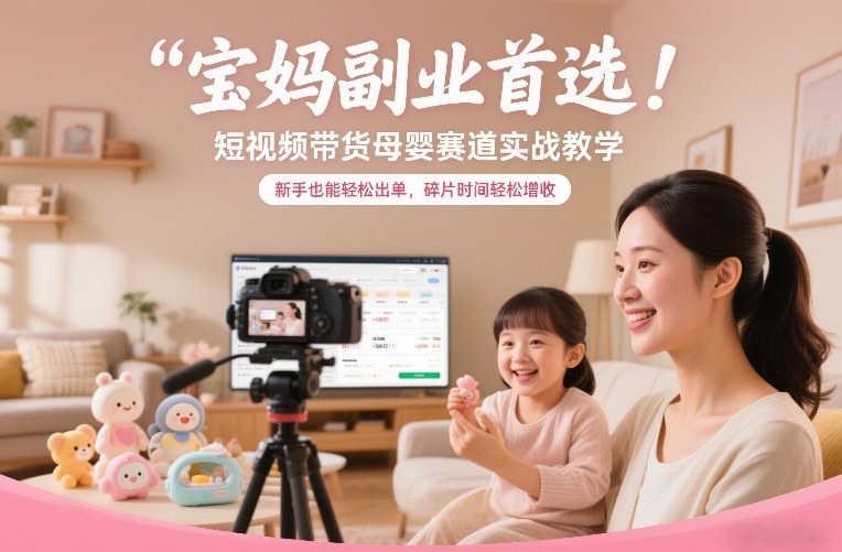 宝妈副业首选！短视频带货母婴赛道实战教学，新手也能轻松出单，碎片时间轻松增收-默默网创