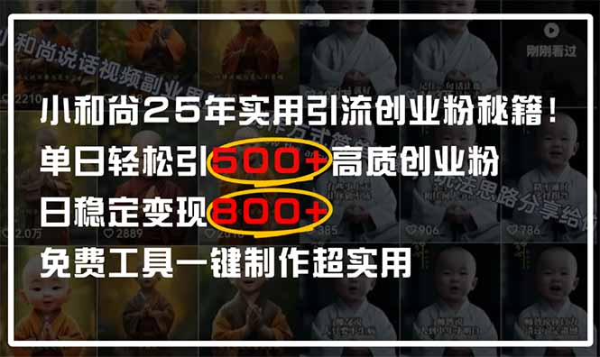 （14436期）小和尚2025年实用引流秘籍！单日轻松引500+高质量创业粉，日变现800+，…-默默网创