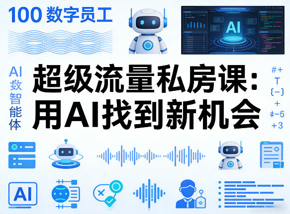 你的AI数字员工100个智能体，超级流量私房课，用AI找到新机会-默默网创