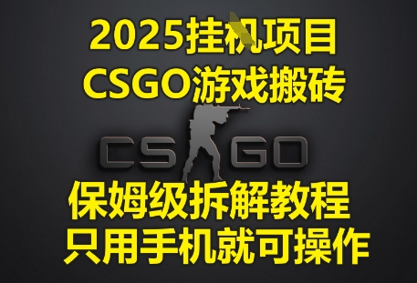 2025挂G项目，CSGO游戏搬砖，保姆级拆解教程，只用手机就可操作【揭秘】-默默网创
