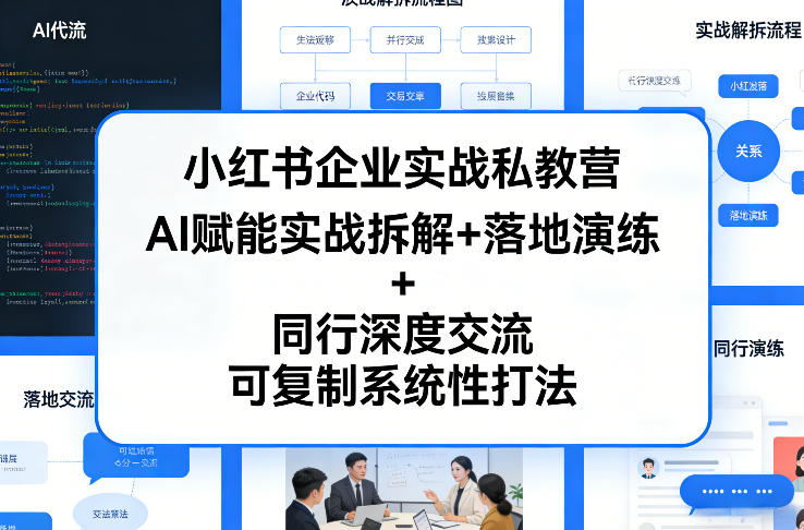 小红书企业实战私教营，AI赋能实战拆解+落地演练+同行深度交流，可复制系统性打法-默默网创