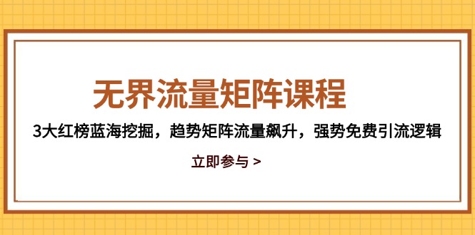 （14763期）无界流量矩阵课程，3大红榜蓝海挖掘，趋势矩阵流量飙升，强势免费引流逻辑-默默网创