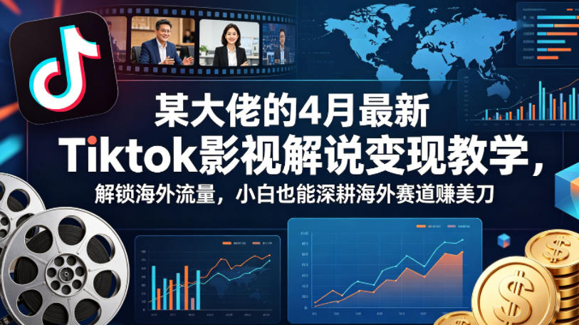 某大佬的4月最新Tiktok影视解说变现教学，解锁海外流量，小白也能深耕海外赛道賺美刀-默默网创