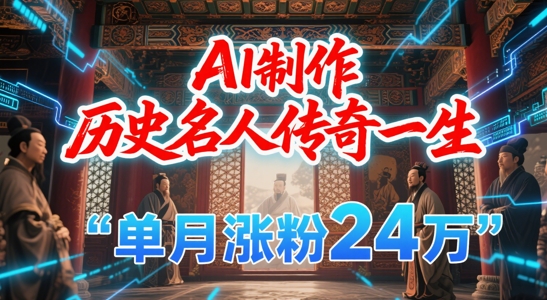 暴力起号！用AI制作历史名人传奇一生，单月涨粉24W，涨粉+变现赛道黑马来了-默默网创