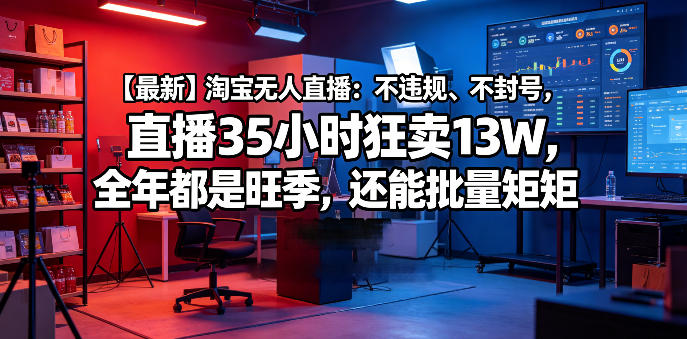 【最新】淘宝无人直播：不违规、不封号，直播35小时狂卖13W，全年都是旺季，还能批量矩阵操作【揭秘】-默默网创