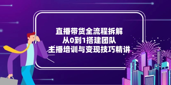 （15004期）直播带货全流程拆解：从0到1搭建团队，主播培训与变现技巧精讲-默默网创