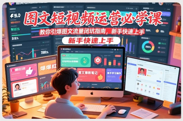 图文短视频运营必学课，教你引爆图文流量闭坑指南，新手快速上手-默默网创