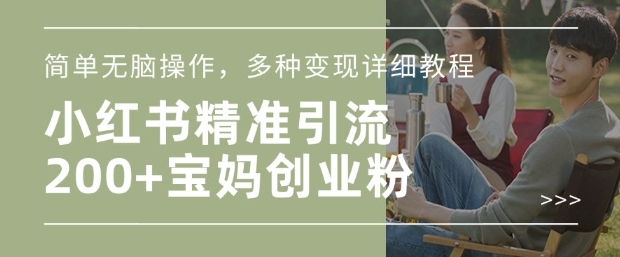 小红书混剪日引200+宝妈创业粉，简单无脑操作，多种变现详细教程-默默网创