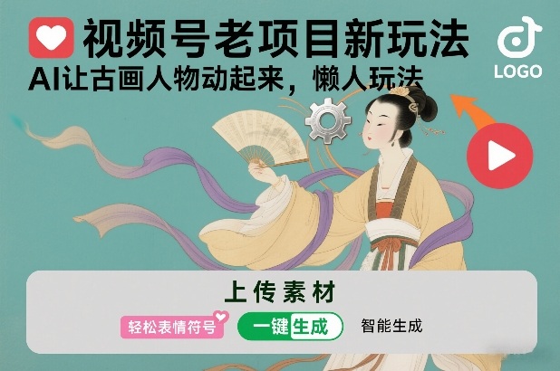视频号老项目新玩法，AI让古画人物动起来，懒人玩法，附详细教程-默默网创