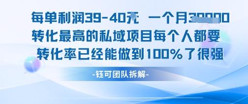 每单利润40一个月7k+转化最高的私域项目,每个人都要的产品转化率已经能做到100%-默默网创