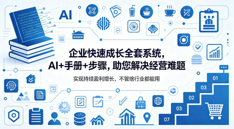 企业快速成长全套系统，AI+手册+步骤，助您解决经营难题，实现持续盈利增长，不管啥行业都能用-默默网创