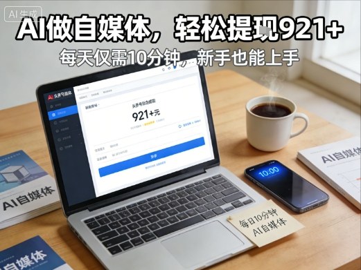 每天花费10分钟，头条号收益921+，用AI做自媒并不难【附视频教程】-默默网创