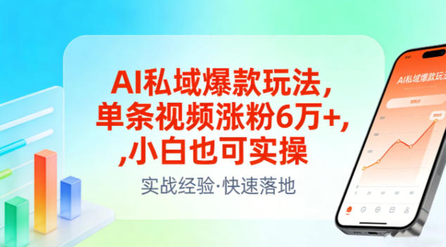 AI私域爆款玩法，单条视频涨粉6W+，小白也可实操-默默网创