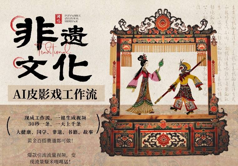 AI一键生成民俗文化非遗皮影戏视频，一刀不剪无需剪辑，30S一条，一天上百条，流量财富嘎嘎猛-默默网创