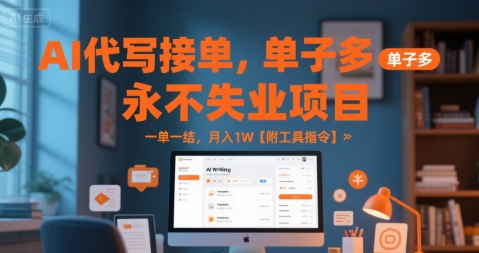 AI代写接单，永不失业项目，单子多，一单一结，月入1W【附工具指令】-默默网创