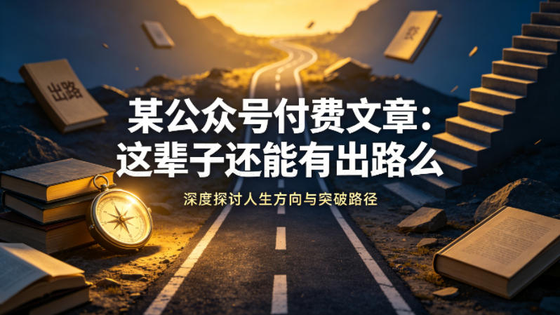 某公众号付费文章：这辈子还能有出路么-默默网创