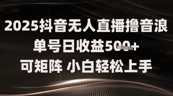 2025抖音无人直播撸音浪单号日收益5张+可矩阵，小白轻松上手-默默网创