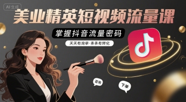 美业精英短视频流量课，掌握抖音流量密码，天天有询单，条条有转化-默默网创