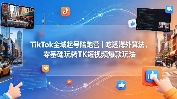 TikTok全域起号陪跑营｜吃透海外算法，零基础玩转TK短视频爆款玩法-默默网创
