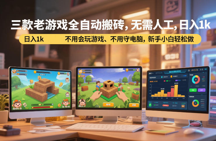 三款老游戏全自动搬砖，无需人工，日入1k，不用会玩游戏、不用守电脑，新手小白轻松做【揭秘】-默默网创
