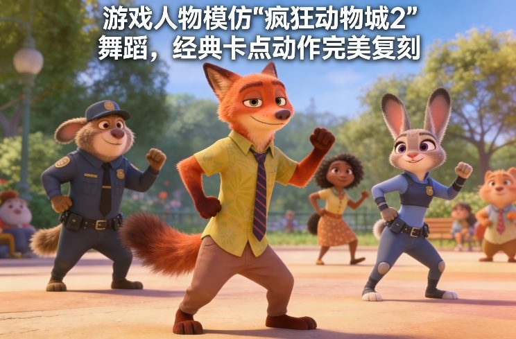 游戏人物模仿“疯狂动物城2”舞蹈，经典卡点动作完美复刻-默默网创