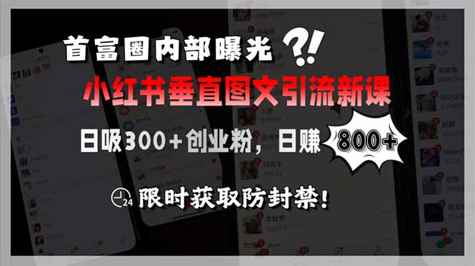 （15313期）首富圈内部曝光小红书垂直图文引流新课，日吸300+创业粉，日赚800+，限…-默默网创