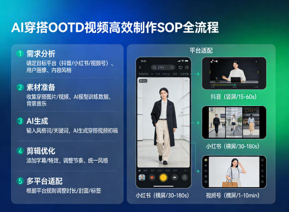AI穿搭OOTD视频高效制作SOP全流程，适配抖音小红书视频号全平台-默默网创