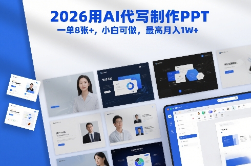 2026用AI代写制作PPT，一单8张+，小白可做，最高月入1W+-默默网创