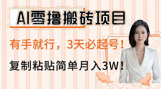 （14134期）AI零撸搬砖项目玩法，有手就行，3天必起号，复制粘贴简单月入3W！-默默网创