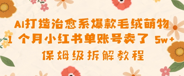AI打造治愈系爆款毛绒萌物1个月卖了几w，保姆级项目拆解-默默网创