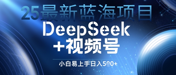 25最新蓝海项目DeepSeek+视频号，小白易上手日入几张-默默网创