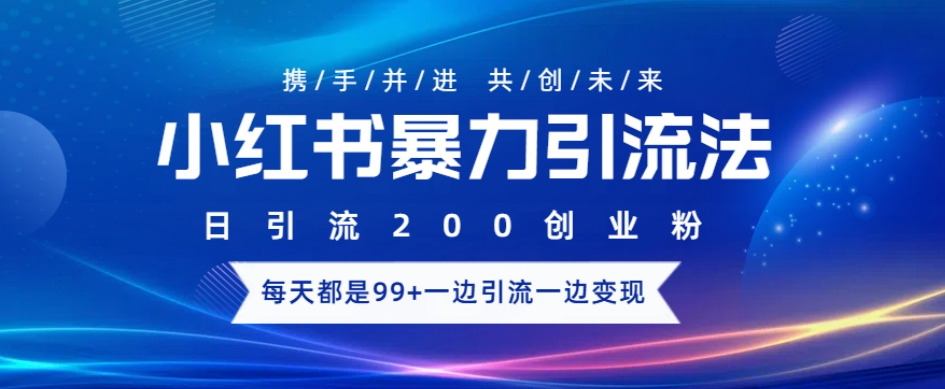 小红书暴力引流法，日引200精准创业粉，每天都是99+，边引流一边变现-默默网创