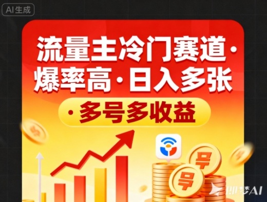 流量主冷门赛道，爆率高，日入多张，多号多收益-默默网创