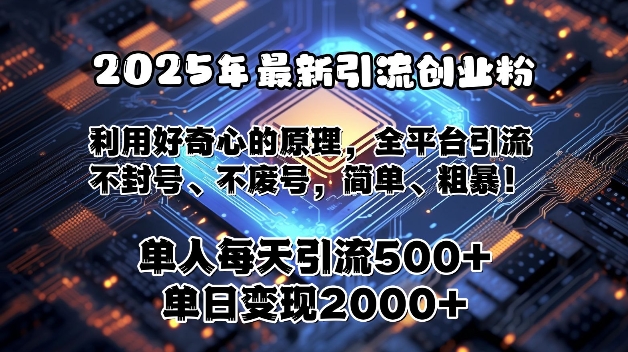 2025年最新引流创业粉，利用好奇心的原理，全平台引流，不封号、不废号，简单、粗暴-默默网创