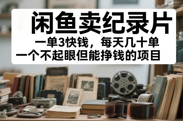 闲鱼卖纪录片，一单3快钱，每天几十单，一个不起眼但能挣钱的项目【揭秘】-默默网创