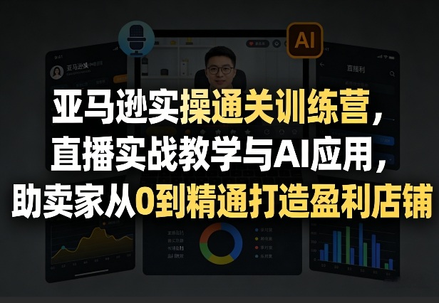亚马逊实操通关训练营，直播实战教学与AI应用，助卖家从0到精通打造盈利店铺（更新3月）-默默网创