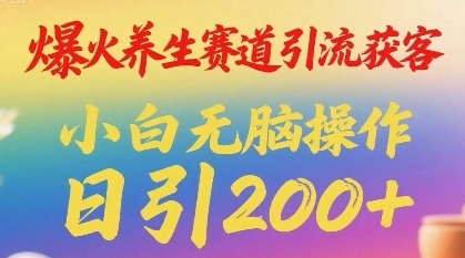爆火养生赛道引流获客，小白无脑操作，日引200+-默默网创