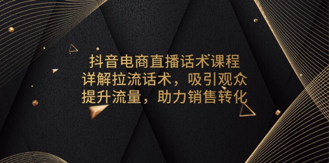 （13846期）抖音电商直播话术课程，详解拉流话术，吸引观众，提升流量，助力销售转化-默默网创
