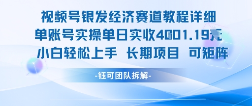 视频号银发经济赛道单账号实操单日实收1k+,小白轻松上手长期项目-默默网创