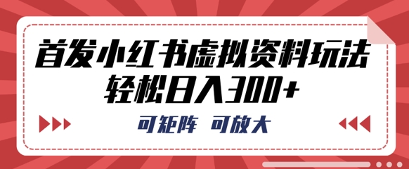 首发小红书虚拟资料玩法，可矩阵，可放大，轻松日入3张-默默网创