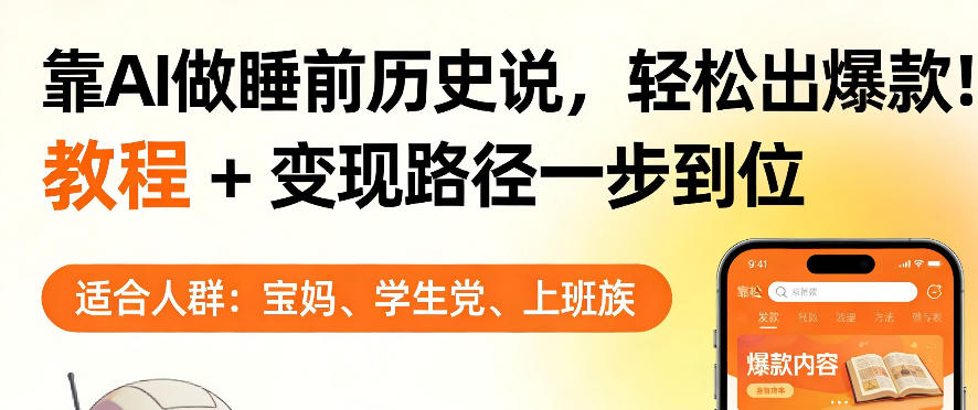 靠AI做睡前历史解说，轻松出爆款！教程+变现路径一步到位，单个视频收益1K+【揭秘】-默默网创