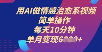 用AI做情感治愈系视频，简单操作，每天10分钟，单月变现6k+-默默网创