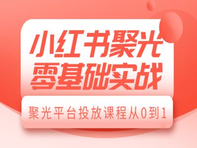 小红书聚光零基础实战，聚光平台投放课程从0到1-默默网创