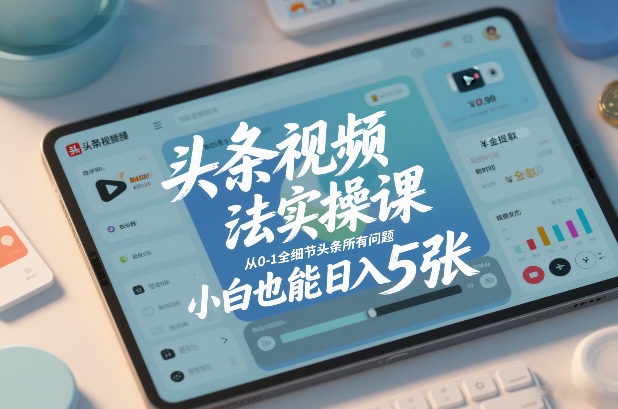 头条视频玩法实操课，从0-1全细节头条所有问题，小白也能日入5张-默默网创